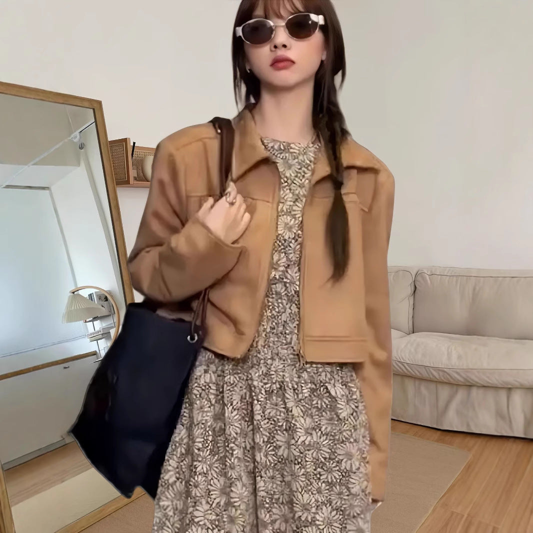 Damen Lässig cropped Jacke Fudus