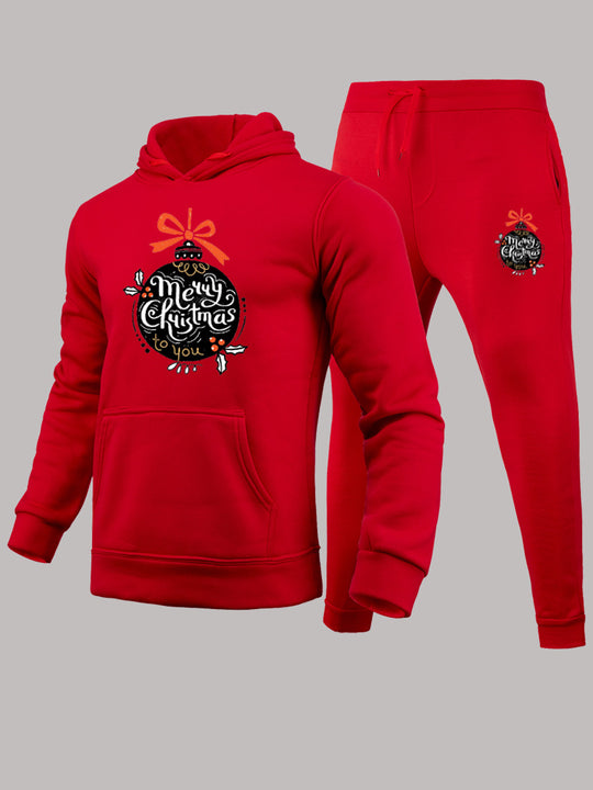 Damen Hoodie- und Jogginghose-Set mit festlichem Weihnachtsmotiv Fudus