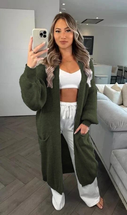 Damen Grobstrickcardigan im lässigen Oversized-Stil mit praktischen Taschen Fudus