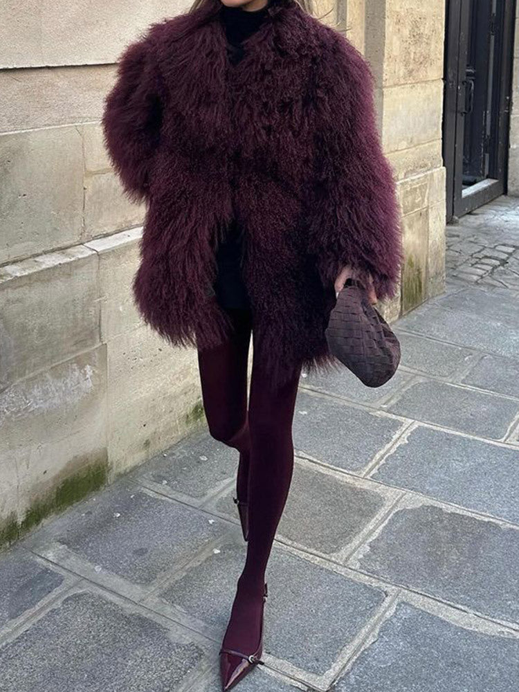 Damen Kunstfellmantel im modischen Oversized-Schnitt Fudus