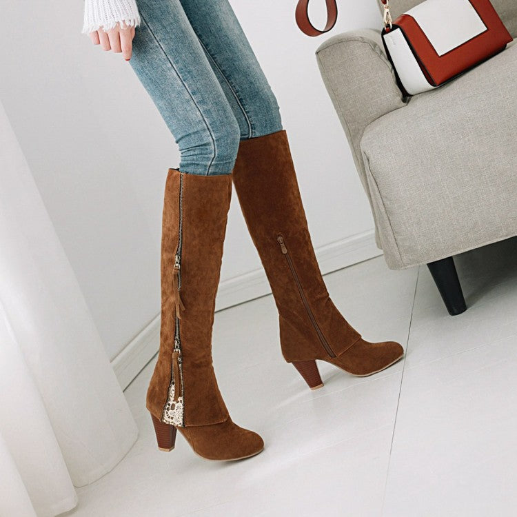 Damen Hohe Stiefel mit elegantem Heel und seitlichem Reißverschluss Fudus