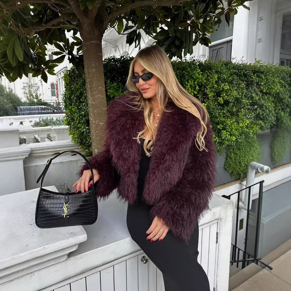 Damen kuschelige Plüschjacke Fudus