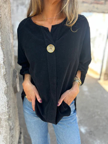 Damen Lässige Bluse mit Knopfdetail Fudus