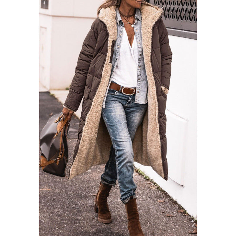 Damen Langer kuscheliger Wintermantel Fudus