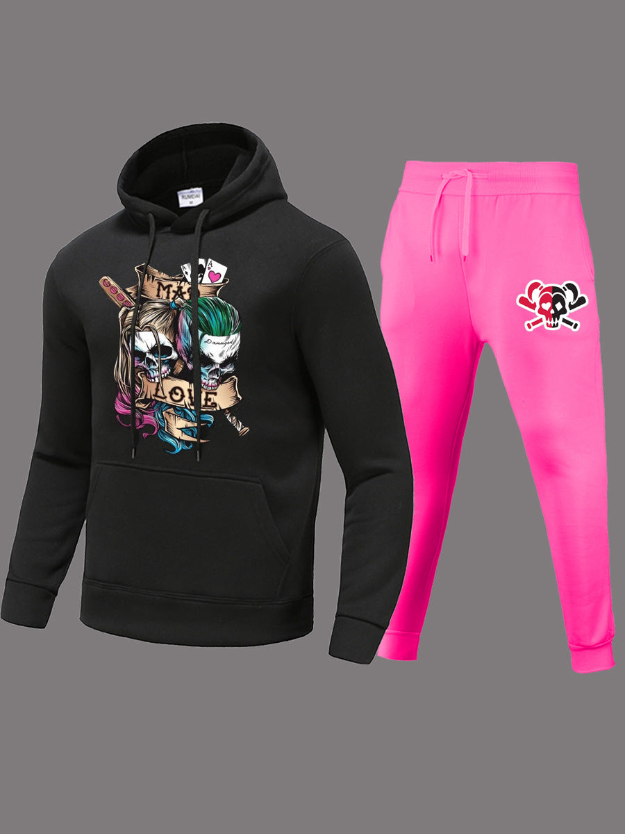 Damen Hoodie und Jogginghose Set mit einzigartigem Totenkopf-Design Fudus