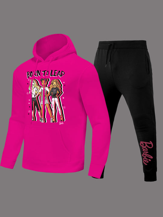 Damen Hoodie und Jogginghose Set mit inspirierendem Barbie-Motiv Fudus