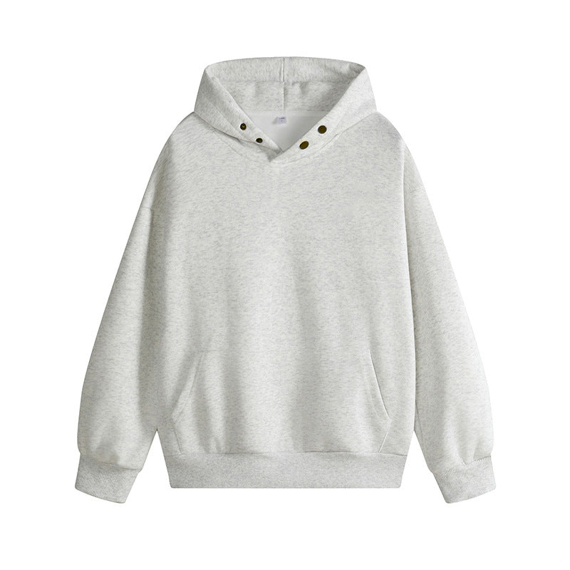 Damen Kapuzenpullover mit innovativem Schnitt und praktischen Druckknöpfen Fudus