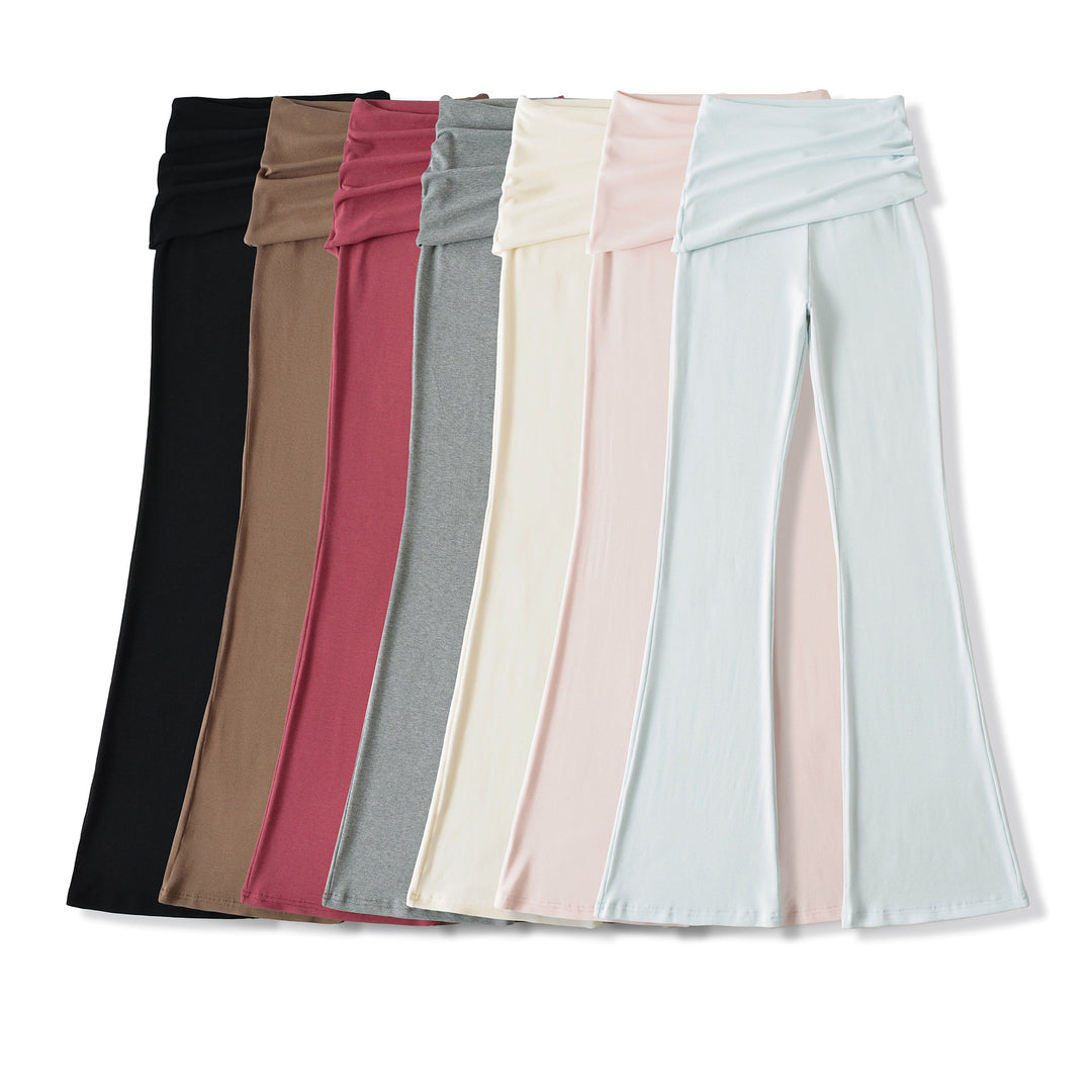 Damen komfortable Palazzo-Hose mit breitem Bund Fudus