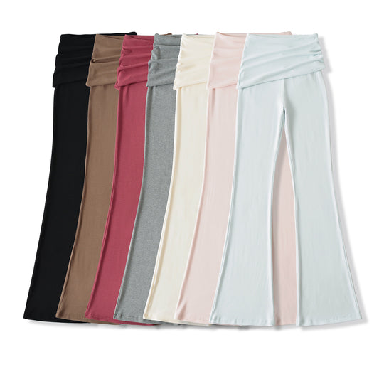 Damen komfortable Palazzo-Hose mit breitem Bund Fudus