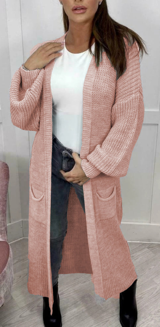 Damen Grobstrickcardigan mit lässiger Passform und langen Ärmeln Fudus