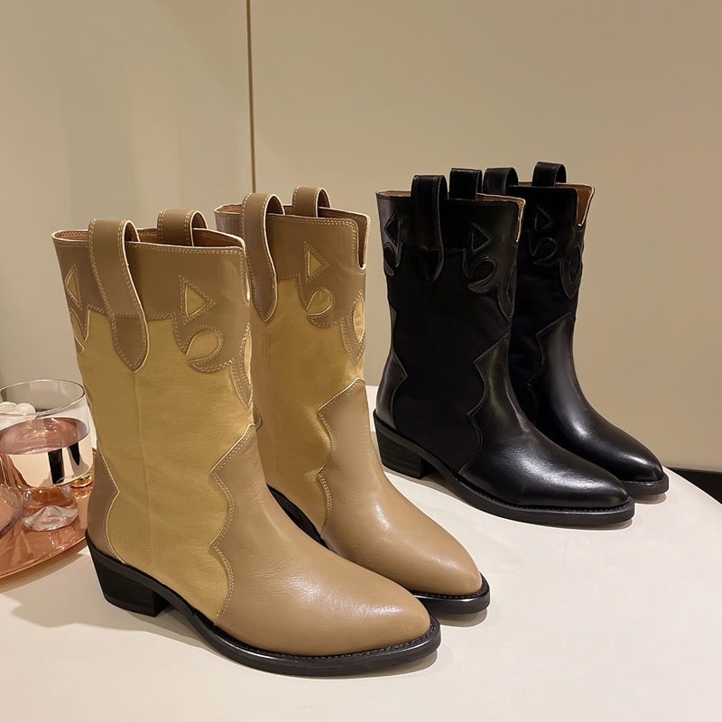 Damen Western-Stiefel mit modischen Cut-Out-Details und robustem Blockabsatz Fudus