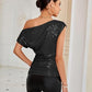 Top One Shoulder Glitter Elegant