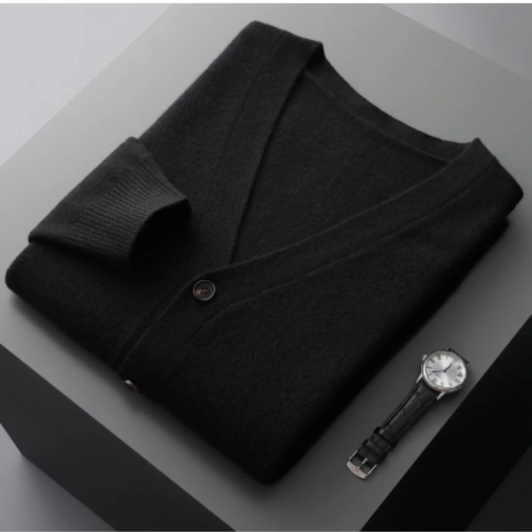 Cashmere Strickjacke V-ausschnitt Knopfverschluss Weicher Leichter Strick