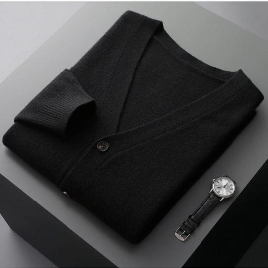 Cashmere Strickjacke V-ausschnitt Knopfverschluss Weicher Leichter Strick