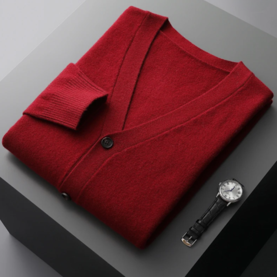 Fudus | Cashmere Strickjacke V-ausschnitt Knopfverschluss Weicher Leichter Strick