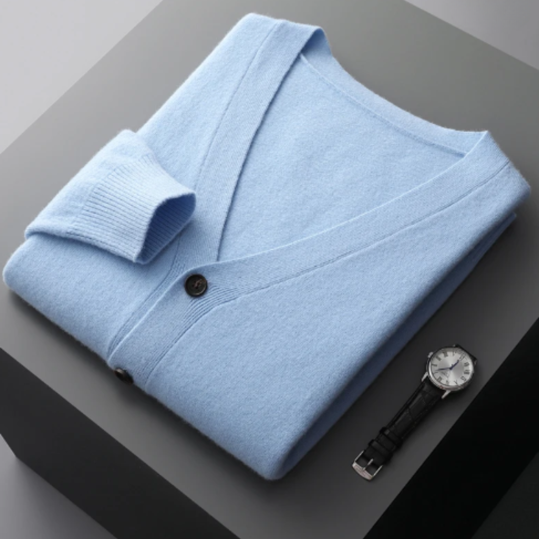 Fudus | Cashmere Strickjacke V-ausschnitt Knopfverschluss Weicher Leichter Strick