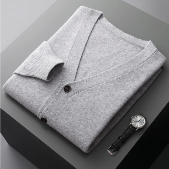 Cashmere Strickjacke V-ausschnitt Knopfverschluss Weicher Leichter Strick