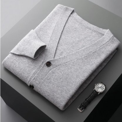 Fudus | Cashmere Strickjacke V Ausschnitt Knopfverschluss Weicher Leichter Strick