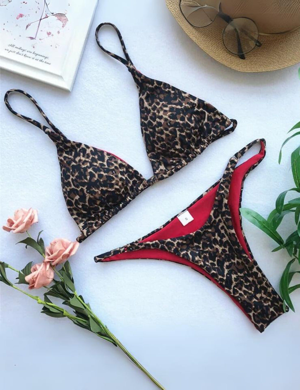 Damen Bikini-Set - Gepolsterter BH im Leopardenmuster