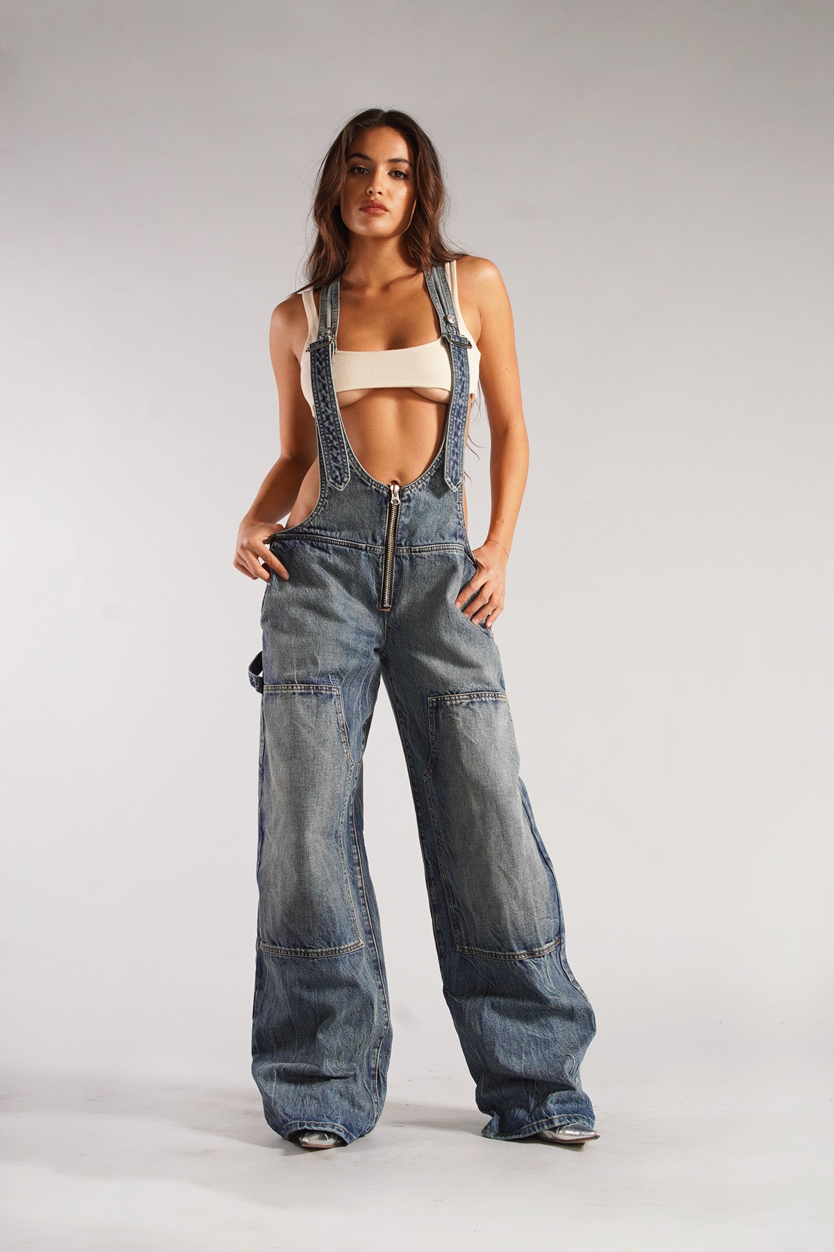 Damen Tiefenge Jeans Overall Bequem Für Alltag