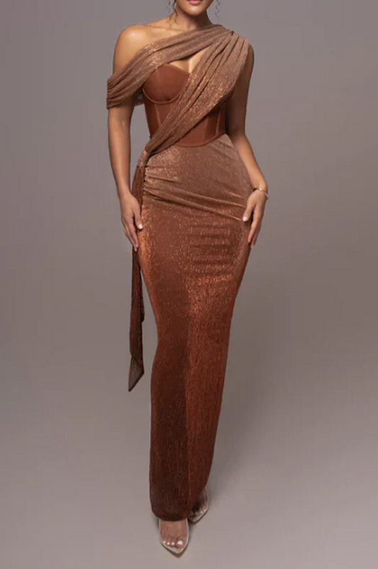 Damen Drapiertes Maxikleid