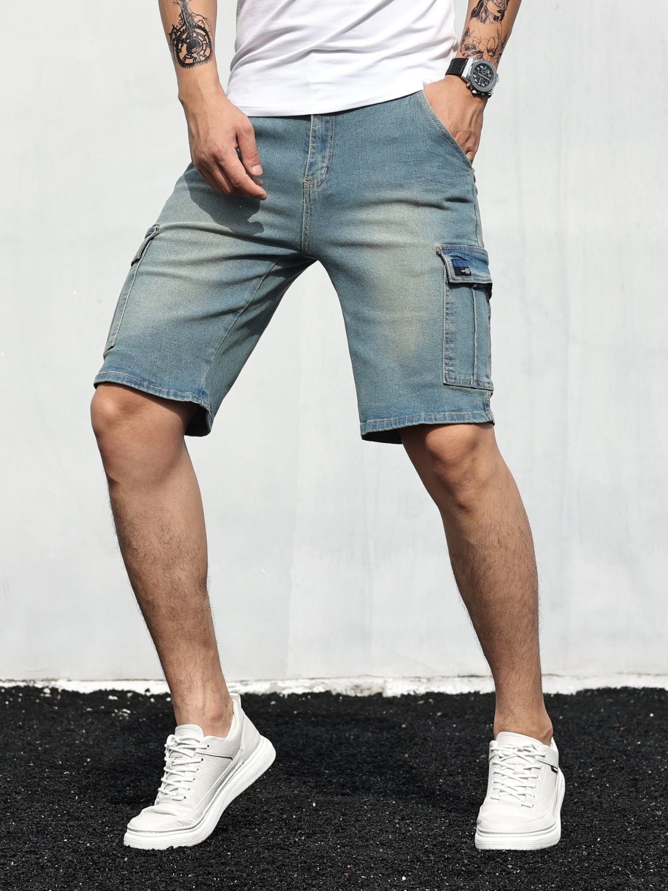 Herren Cargo Denim Shorts