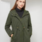 Damen Baumwoll Kapuzen Trenchcoat