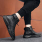 Fudus Herren Schwarze Leder High-Top Schuhe - Stilvolle Streetwear Boots