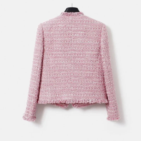 Damen Übergröße Tweed Jacke Mit Quasten Herbst