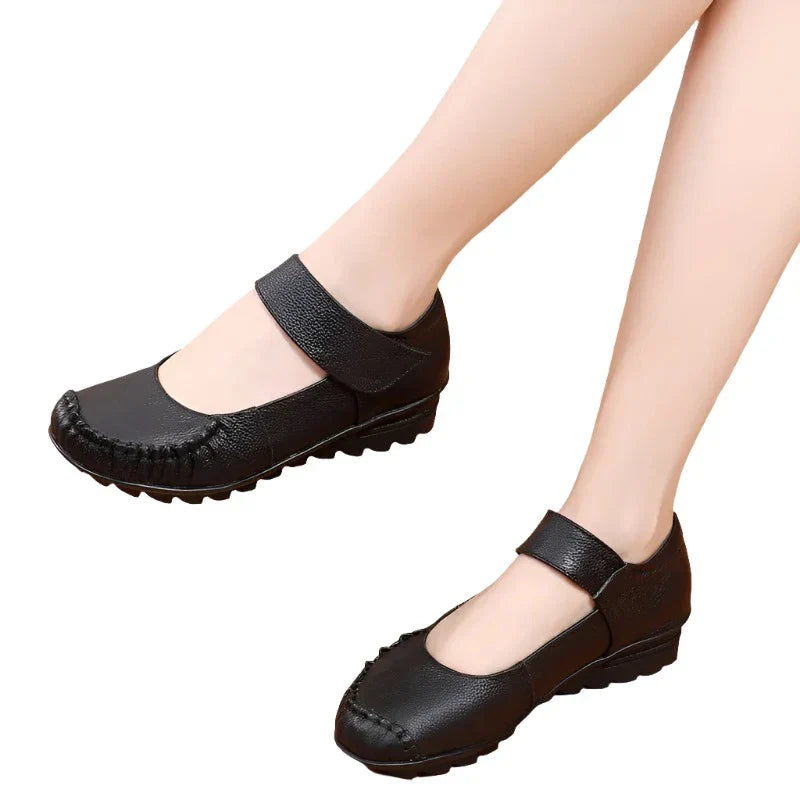 Sandale Riemen Flach Geschlossene Zehe Leder