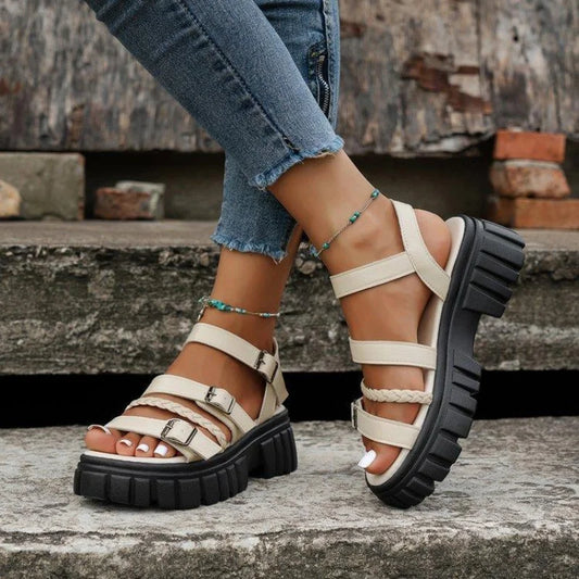 Damen Elegante Urban Sandalen In Cremefarben