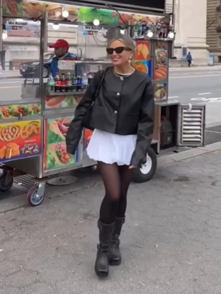 Damen Mutige Jacke Aus Veganem Leder