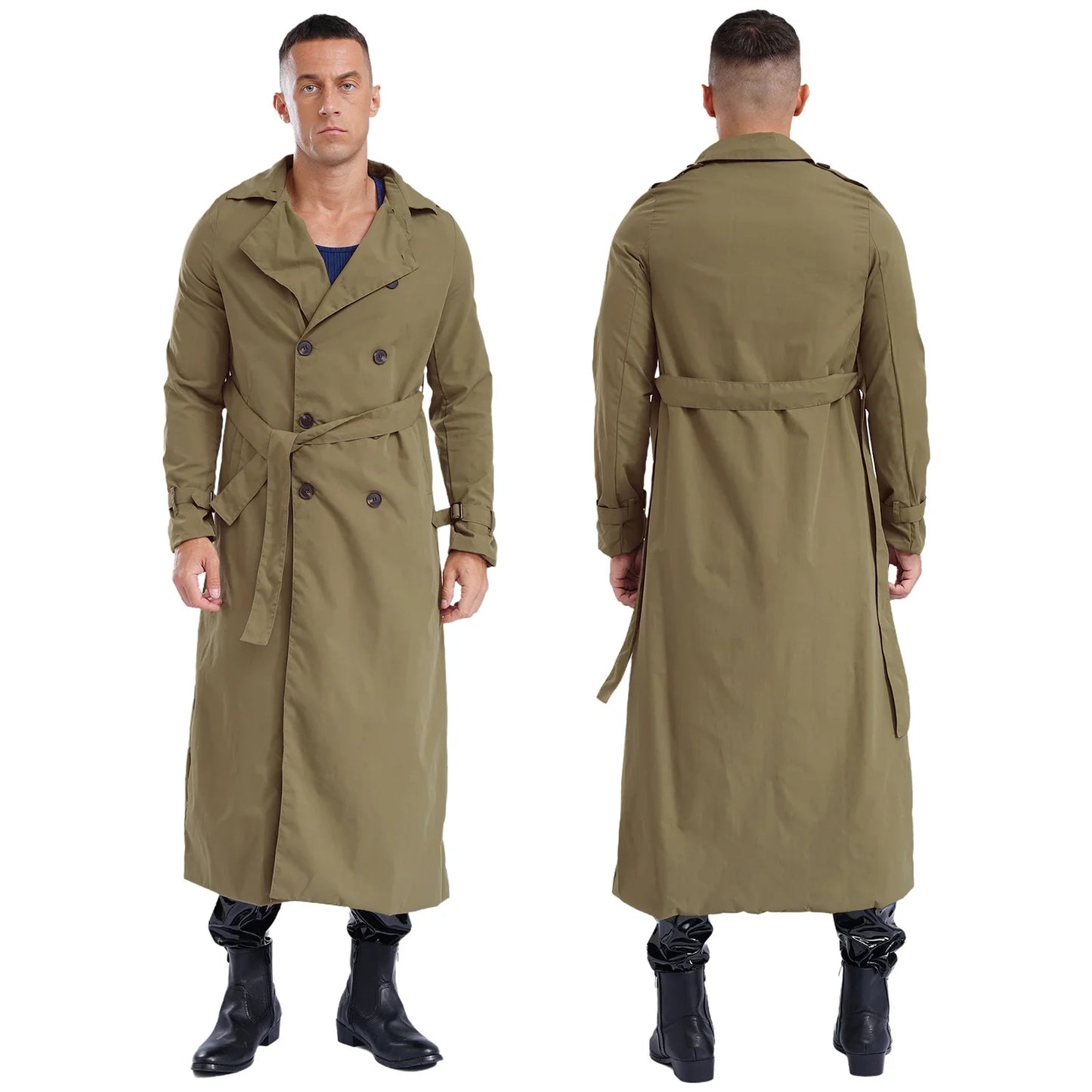 Fudus | Zweireihiger Herren Trenchcoat Mit Gürtel