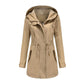 Damen Baumwoll Kapuzen Trenchcoat