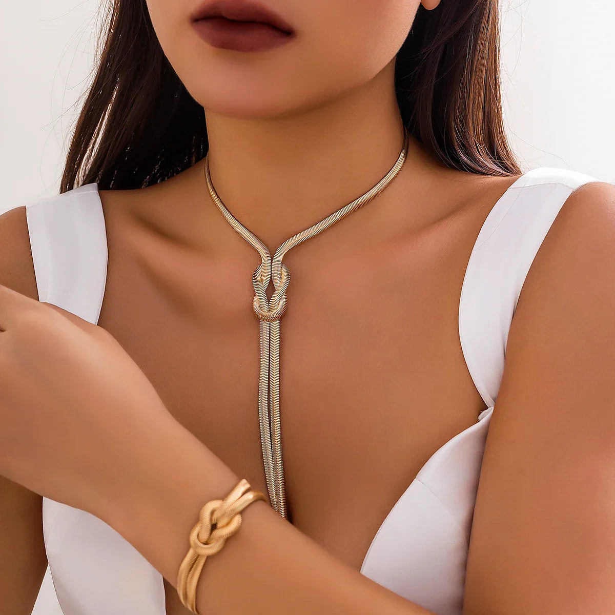 Schmuck Set Kette Armband Schlange Gold