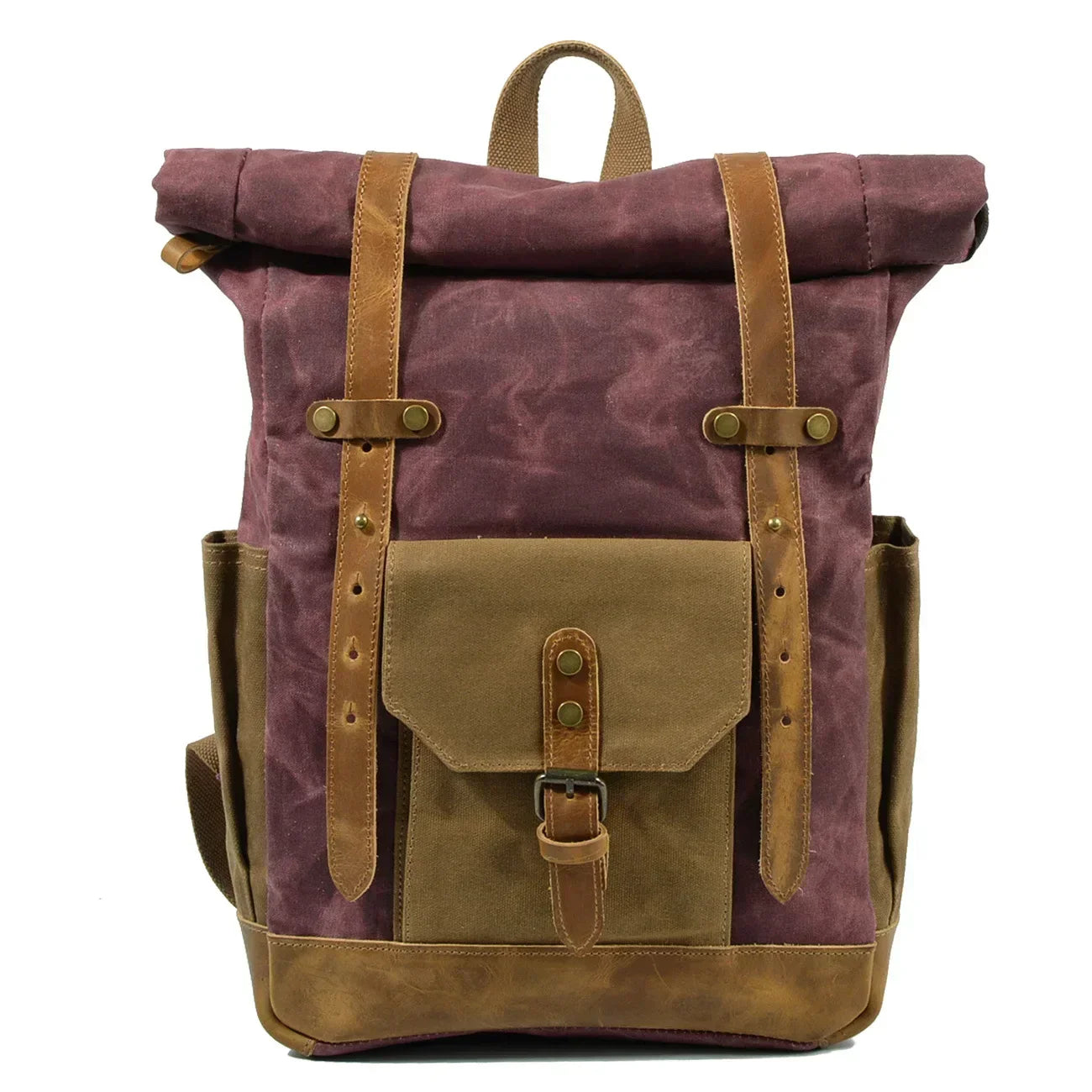 Canvas Reise-Rucksack mit Roll-Top
