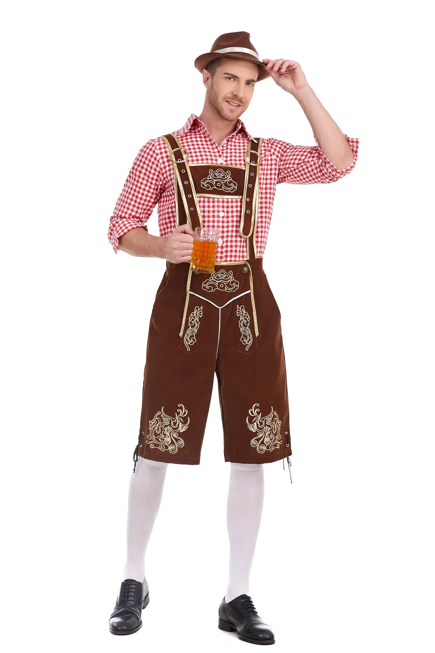 Herren Bayerische Tracht Mit Hosenträgershorts Und Hemd