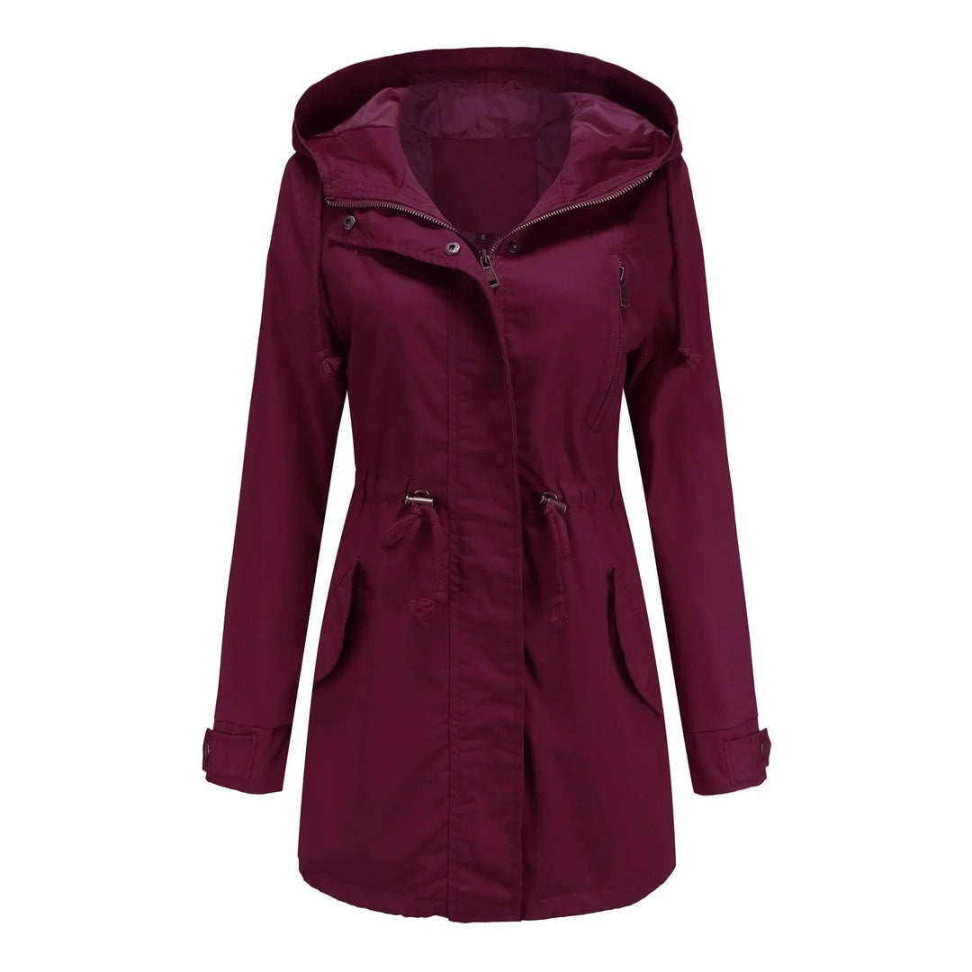 Damen Baumwoll Kapuzen Trenchcoat