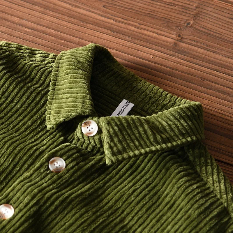 Herren Übergröße Dickes Kordhemd Aus Baumwolle