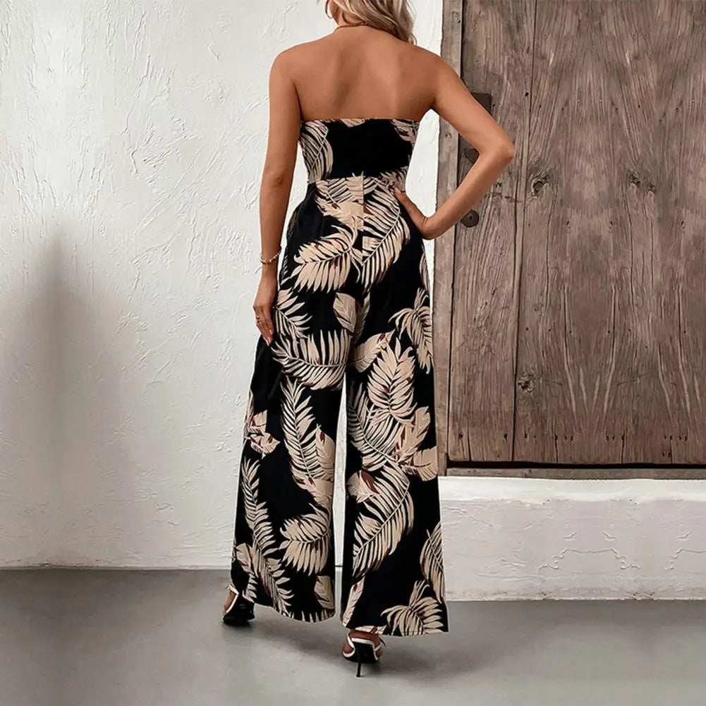 Fudus trägerloser Jumpsuit mit Palmenprint - Isabel