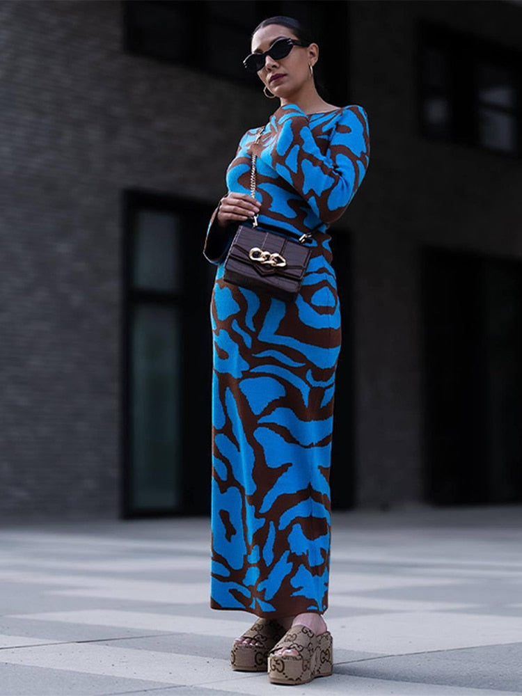 Fudus Damen Strickkleid - Langarm, Weich & Modisch Gemustert