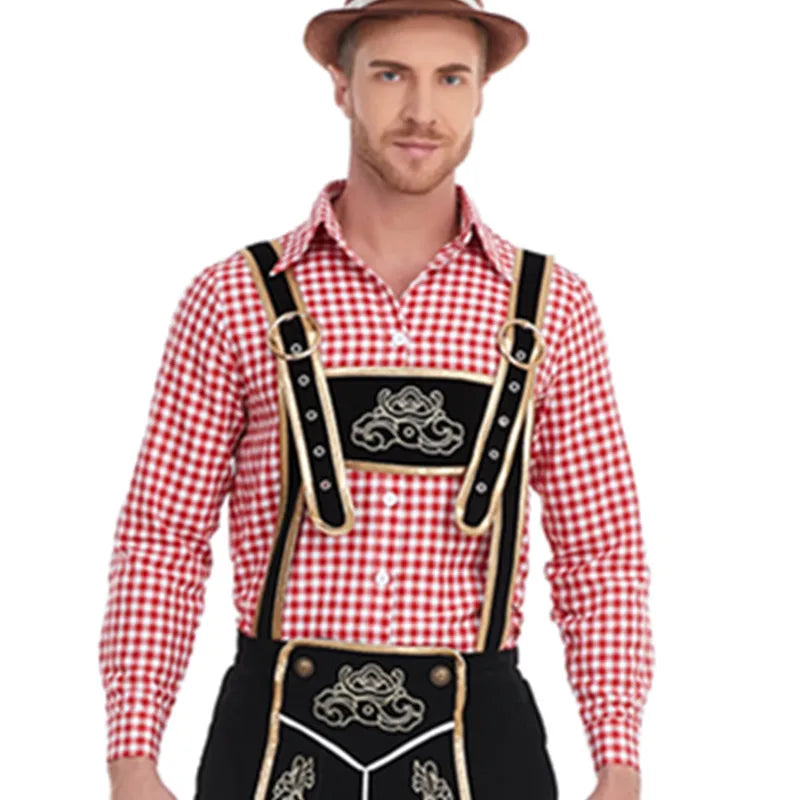Herren Bayerische Tracht Mit Hosenträgershorts Und Hemd