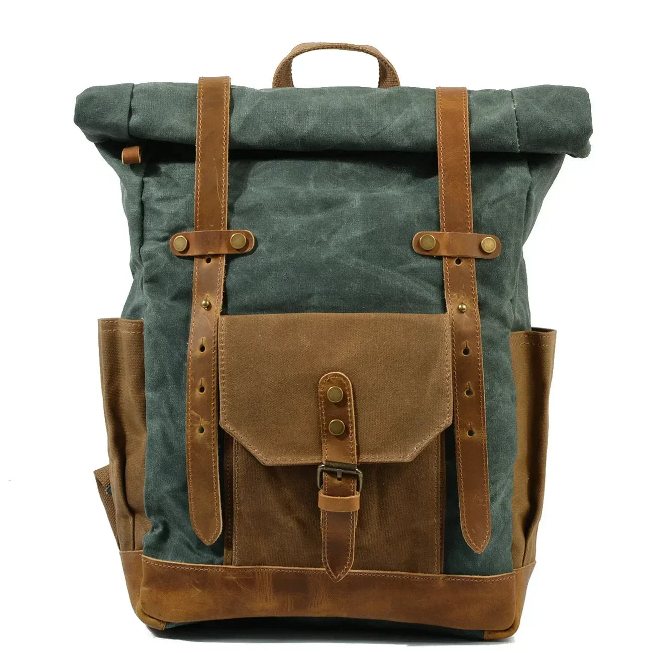 Canvas Reise-Rucksack mit Roll-Top