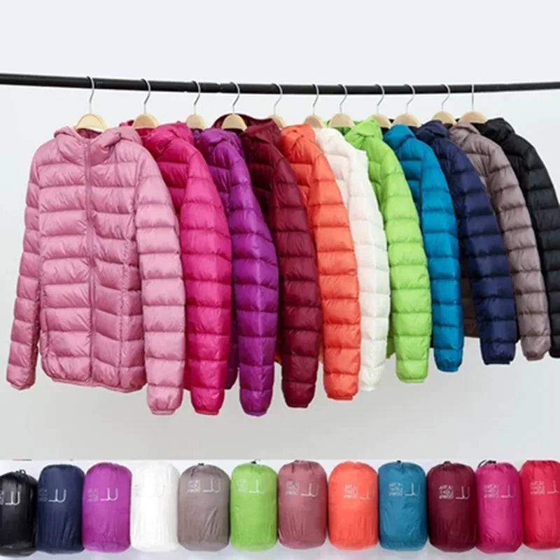 Damen Ultraleichte Daunenjacke Mit Kapuze Bequem
