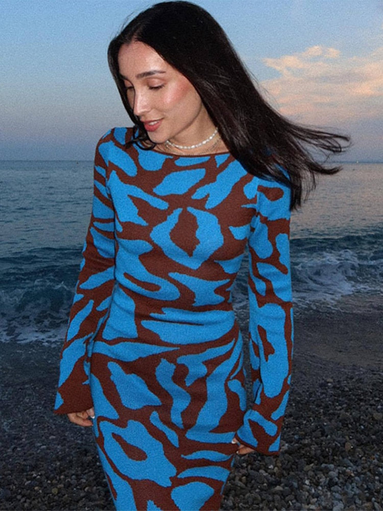 Fudus Damen Strickkleid - Langarm, Weich & Modisch Gemustert