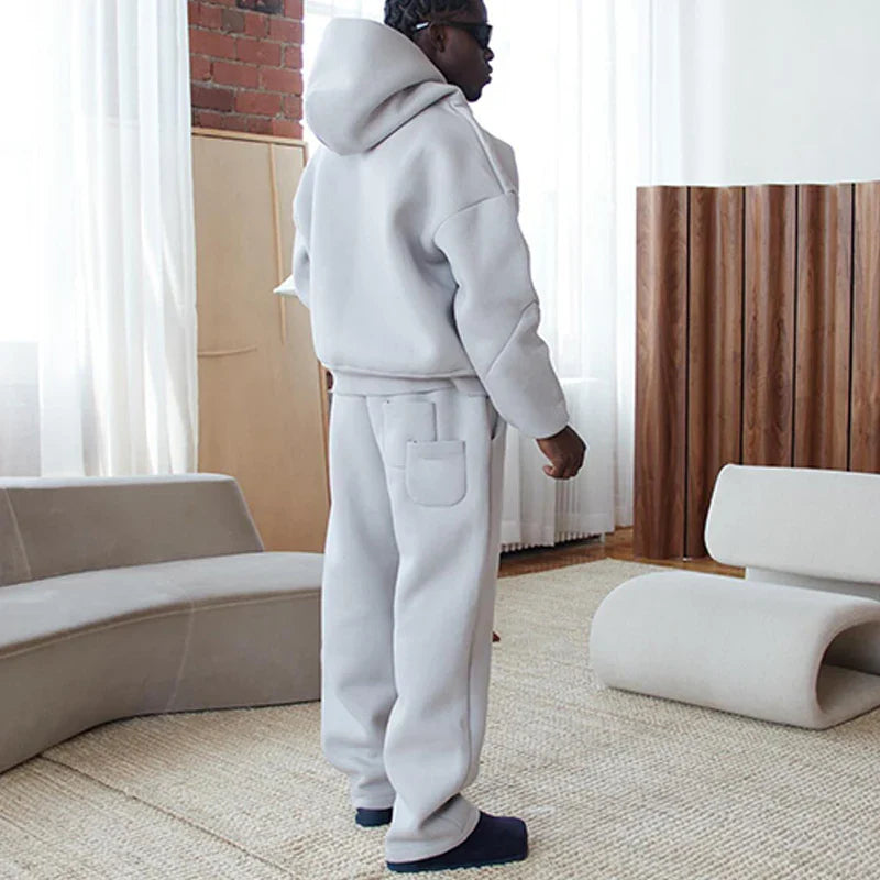 Herren Baumwoll Trainingsanzug Kapuzenpulli Gerade Hose