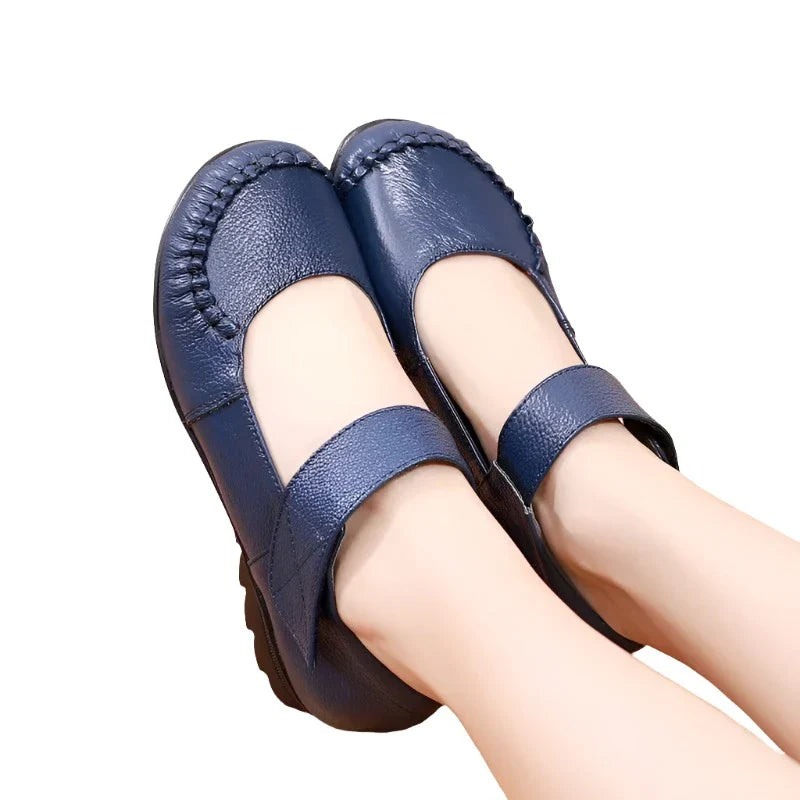 Sandale Riemen Flach Geschlossene Zehe Leder