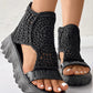 Fudus | Sommer Keil Sandalen mit geflochtenem Geometrie für Frauen