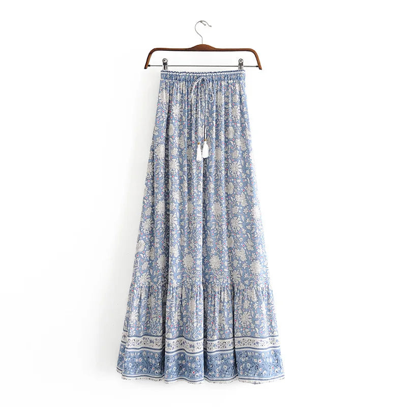 Damen Bohemian Blumen Print Maxi Rock