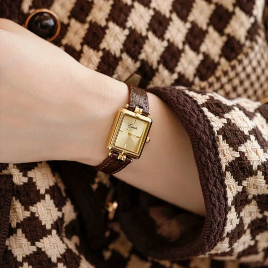 Damen Armbanduhr Schlank & Leder